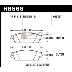 Колодки тормозные HB568P.666 HAWK SuperDuty Cadillac Escalade, Chevrolet Silverado, Suburban задние