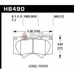 Колодки тормозные HB490Y.665 HAWK LTS передние LEXUS GX460 / GX470;  Prado 150/120; PAJERO / HILUX
