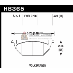 Колодки тормозные HB365Z.728A HAWK PC передние AUDI / VW
