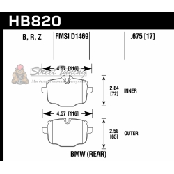 Колодки тормозные HB820B.675 HAWK HPS 5.0 BMW 550i  задние