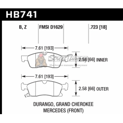 Колодки тормозные HB741B.723 HAWK HPS 5.0; 19mm перед БЕЗ спорт пакета AMG, MB ML350, GL350, GL450