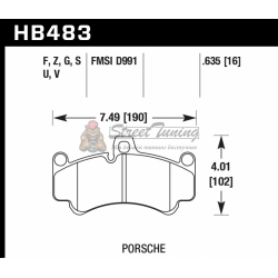 Колодки тормозные HB483F.635 HAWK HPS передние PORSCHE 911 (996), (997), Gt2, Gt3 Cup, CARRERA GT
