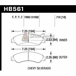 Колодки тормозные HB561F.710 HAWK HPS передние CADILLAC Escalade / Chevrolet Tahoe