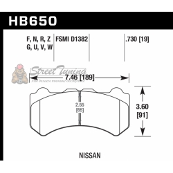 Колодки тормозные HB650N.730 HAWK HP Plus  передние NISSAN Skyline GTR R35 2008-> ; HPB тип 6;