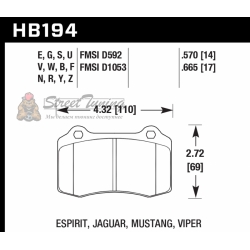 Колодки тормозные HB194F.570 HAWK HPS  Brembo тип A, C, F / JBT CM4P1