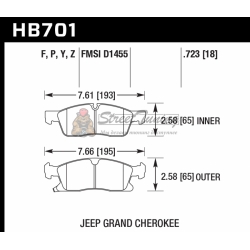 Колодки тормозные HB701Y.723 HAWK LTS передние Jeep Grand Cherokee WK2/Dodge Durango 2011+