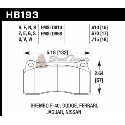 Колодки тормозные HB193F.670 HAWK HPS  Brembo тип B, H, P / Rotora FC4 / Nissan GTR R35
