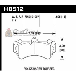 Колодки тормозные HB512F.605 HAWK HPS передние PORSCHE Cayenne (955); VW Touareg 330 мм; HPB тип 4