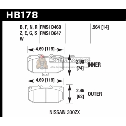 Колодки тормозные HB178B.564 HAWK Street 5.0 передние SUBARU Impreza WRX; Nissan 300ZX; HPB тип 1;
