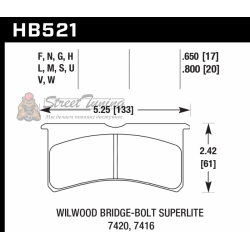 Колодки тормозные HB521S.650 HAWK HT-10 Wilwood 6 порш. 4 порш. 17 mm