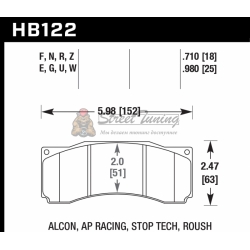 Колодки тормозные HB122F.710 HAWK HPS  ALCON CAR89 / AP RACING / Stop Tech ST-60