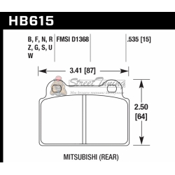 Колодки тормозные HB615N.535 HAWK HP+ задние MITSUBISHI Lancer EVO10