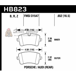 Колодки тормозные HB823R.652 HAWK Street Race задние Audi RS5; RS7; S7; S6; Porsche Macan