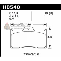 Колодки тормозные HB540F.490 HAWK HPS WILWOOD 7112