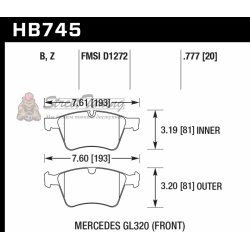Колодки тормозные HB745B.777 HAWK Street 5.0 перед  MB M W164; R W251; GL W164