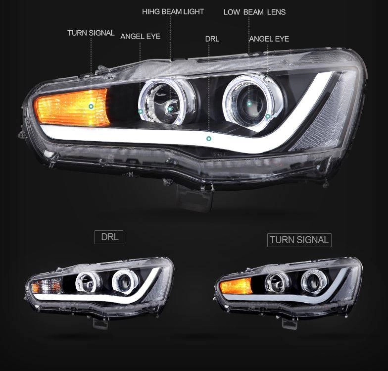 картинка Передние фары для Mitsubishi Lancer 2008-2016 г модель 2 от магазина  StreetTuning