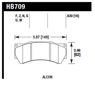 картинка Колодки тормозные HB709N.630 HAWK HP Plus Alcon Monoblock 6 CAR97 магазин  StreetTuning 