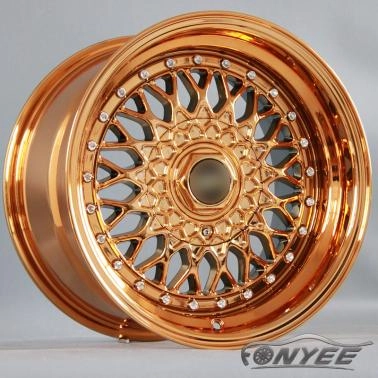 картинка Новые диски BBS RS R17 4X100/4X114,3 ET15 J10 золото хром + серебристые болтики магазин  StreetTuning 