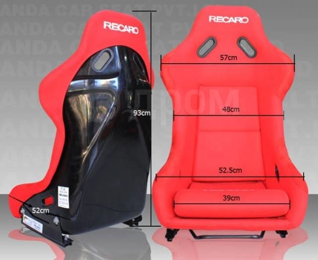 картинка Сиденье спортивное "Ковш" Recaro Rac большой размер, черное замшевое. от магазина  StreetTuning